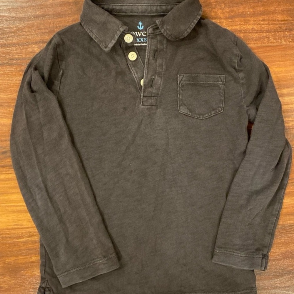 Crewcuts Charcoal Polo Slub knit Shirt Long Sleeve sz XXS
